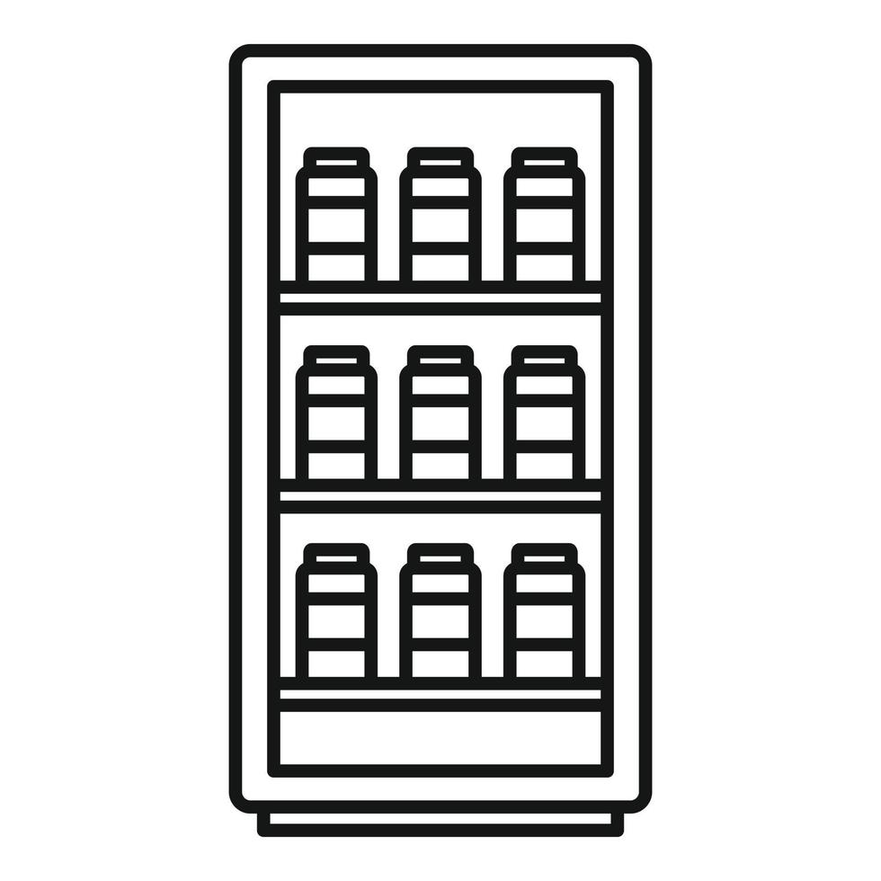 mjölk kylskåp ikon, översikt stil vektor