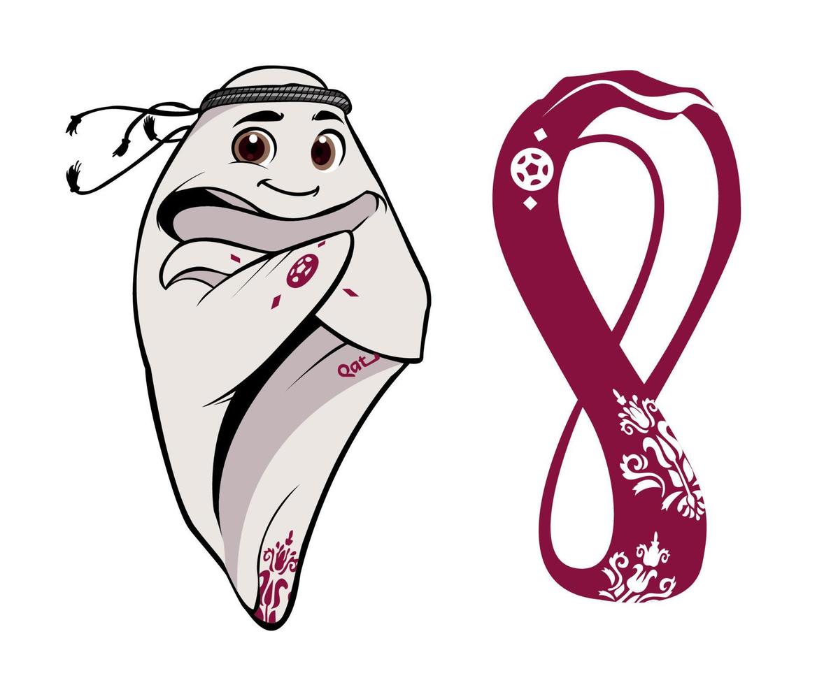 maskot fifa värld kopp qatar 2022 med officiell logotyp världsliga mästare symbol design vektor abstrakt illustration