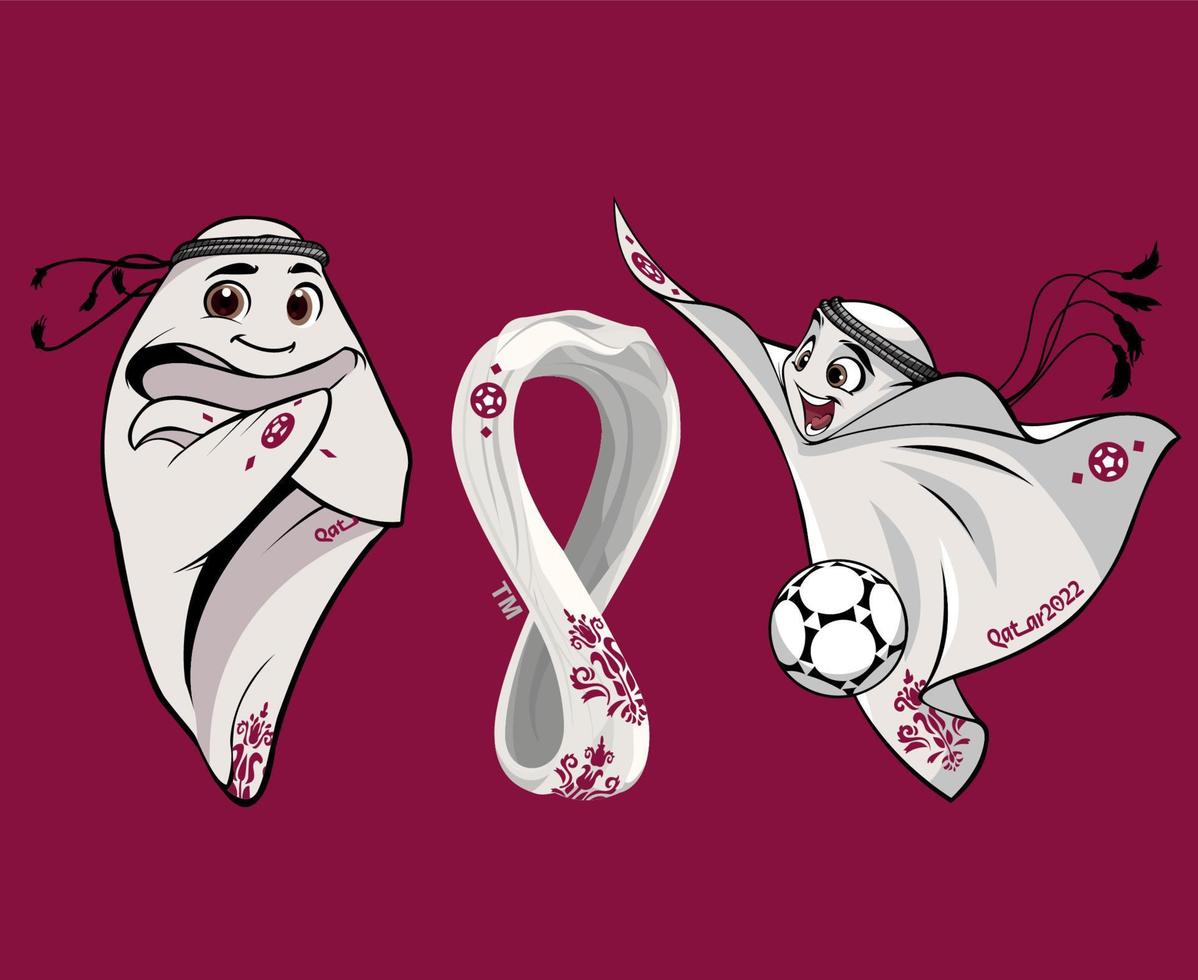 maskotar fifa värld kopp qatar 2022 med officiell logotyp symbol och bllon mästare design vektor abstrakt illustration