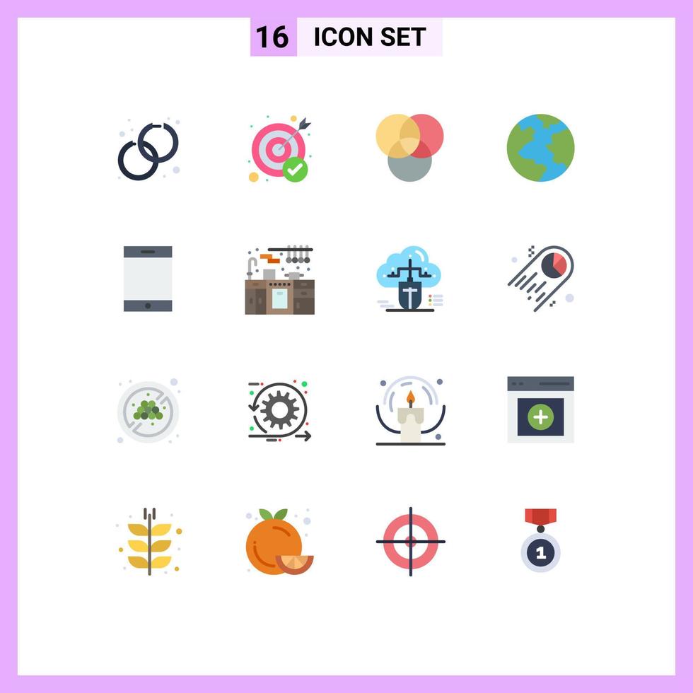 16 tematiska vektor platt färger och redigerbar symboler av kök uppsättning skåp rgb läsplatta enhet redigerbar packa av kreativ vektor design element