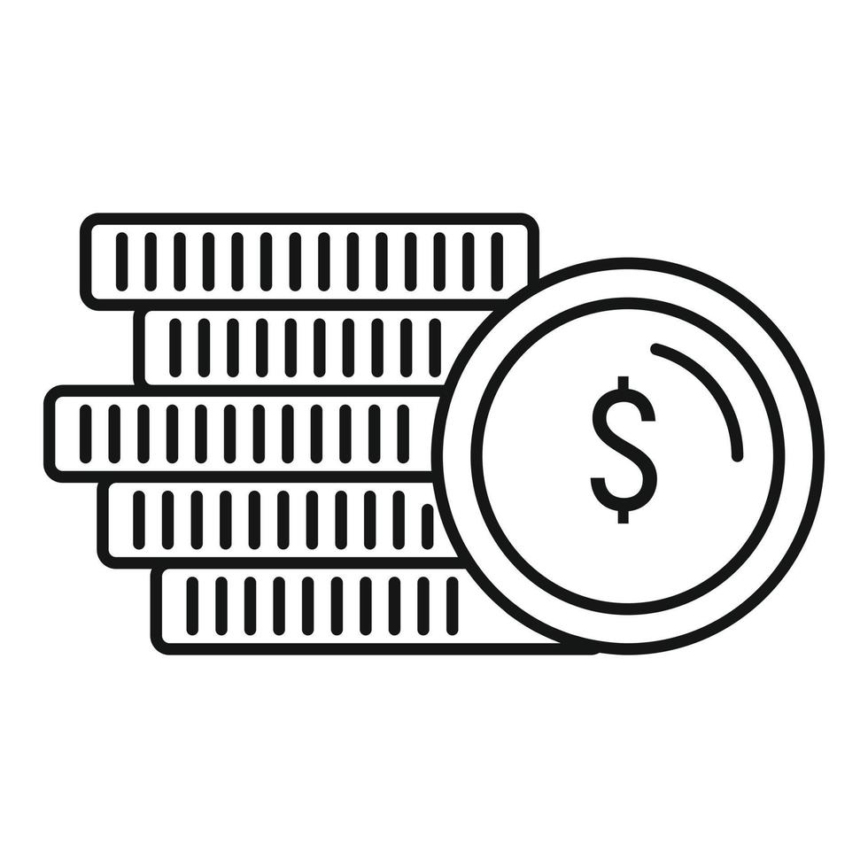 mynt stack ikon, översikt stil vektor