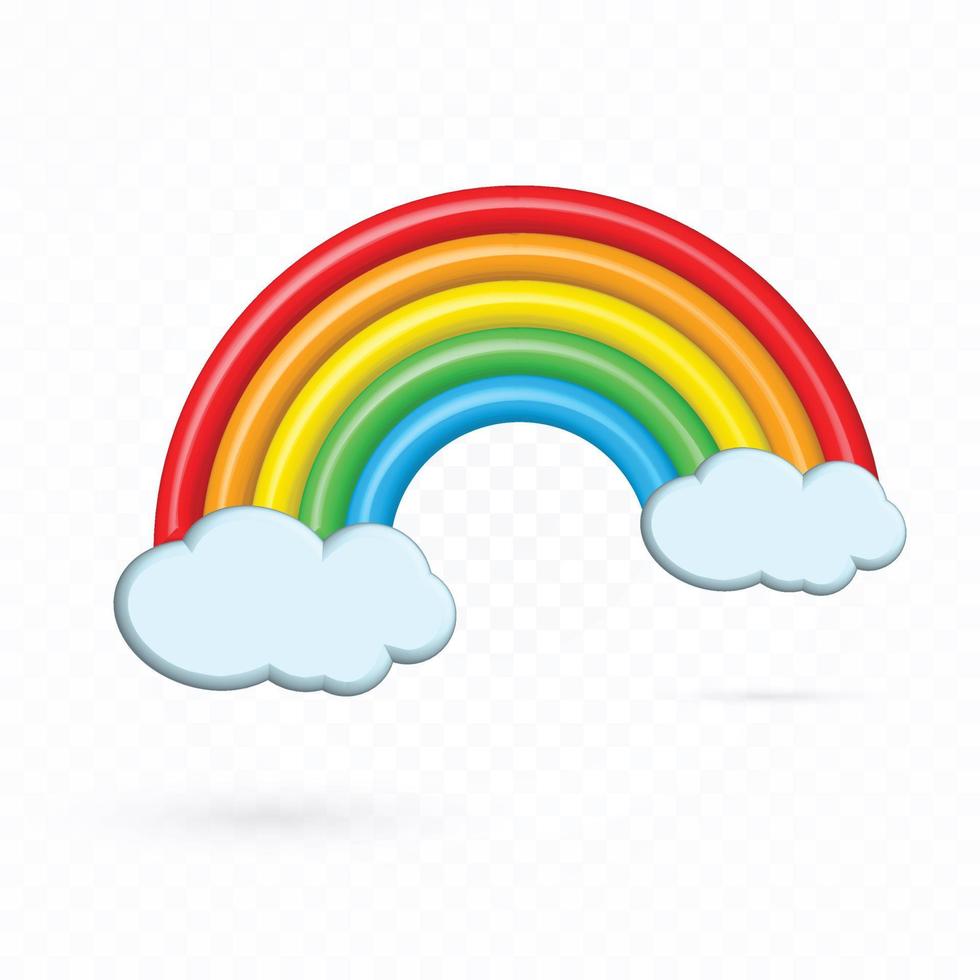 realistische weiße wolke des regenbogens, niedlicher vektor des regenbogens 3d.