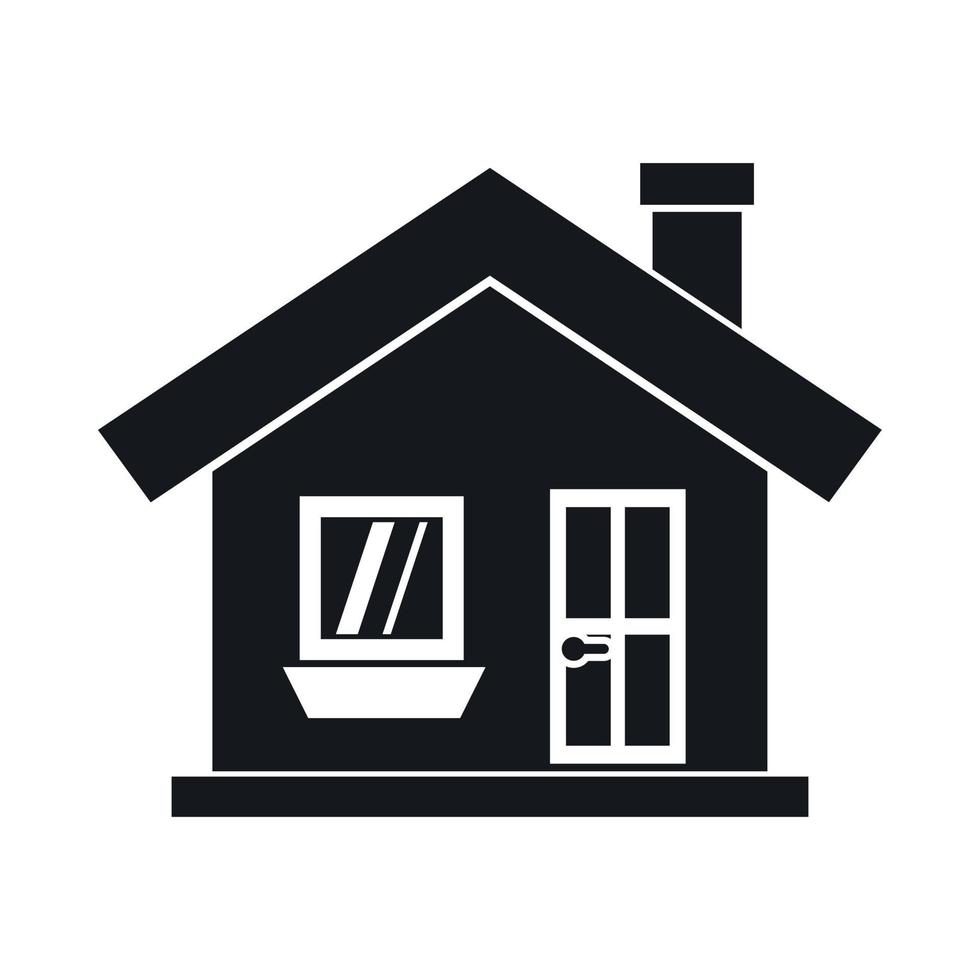 Einstöckiges Haus mit Schornsteinsymbol, einfacher Stil vektor