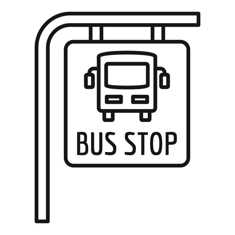 Bushaltestelle-Schild-Symbol, Umriss-Stil vektor