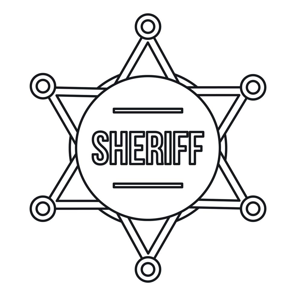 sheriff bricka ikon, översikt stil vektor