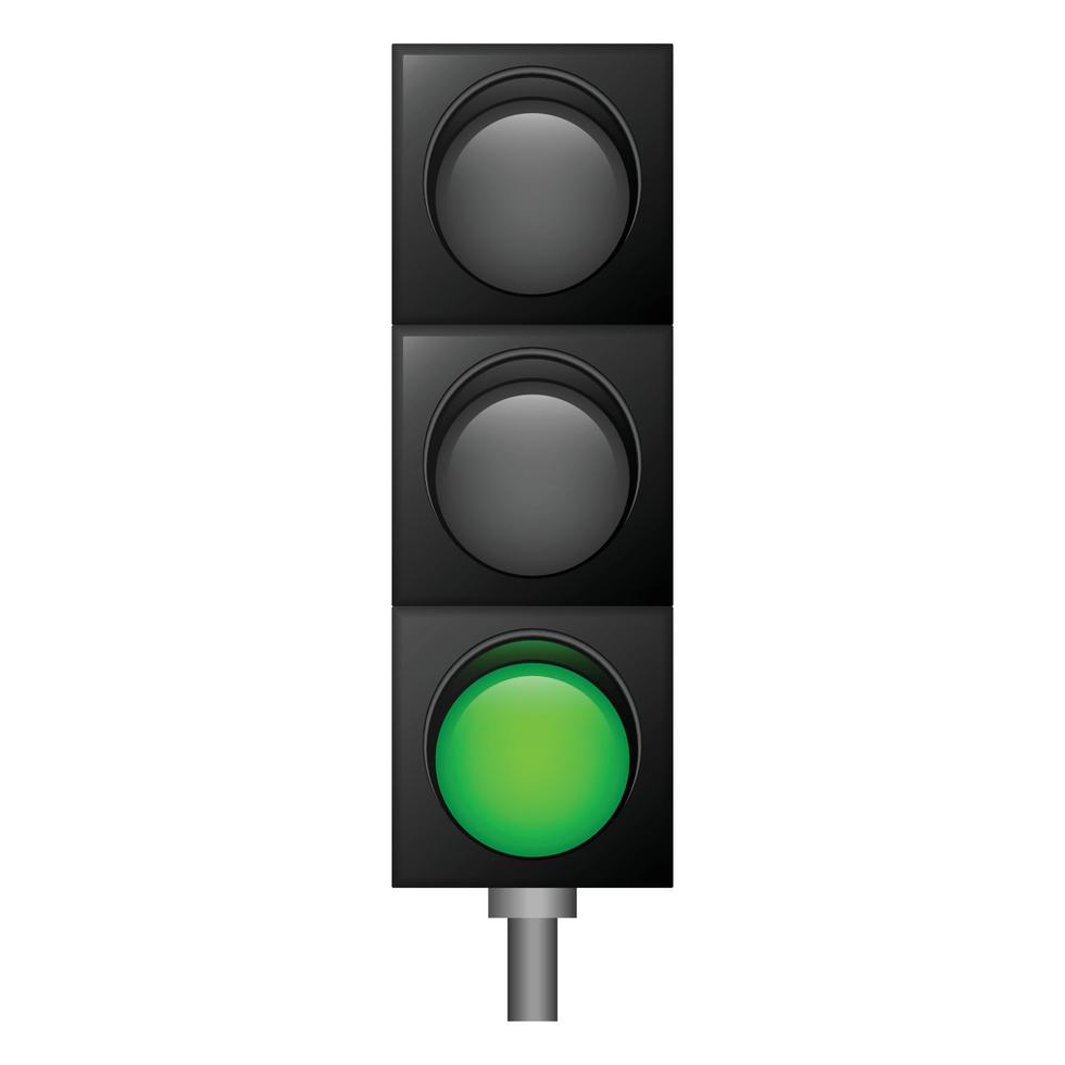 grön Färg trafik lampor ikon, realistisk stil vektor