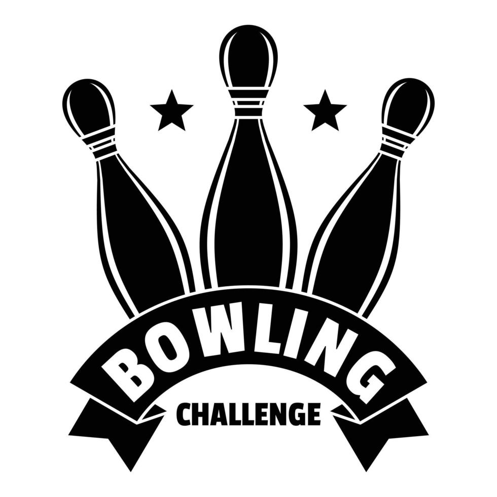 Bowling-Challenge-Logo, einfacher Stil vektor