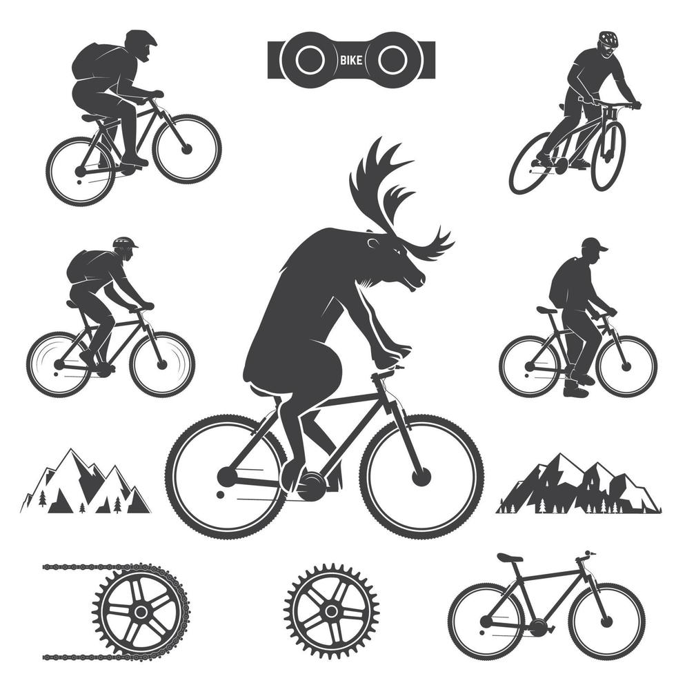 uppsättning av cykling berg cykel ikoner vektor