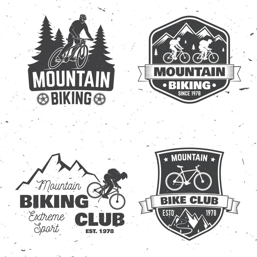 uppsättning av berg cykling klubbar. vektor illustration.