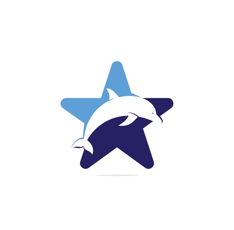 delfin och stjärna vektor logotyp design. delfin och stjärna ikon enkel tecken. kreativ fiske företag aning begrepp.