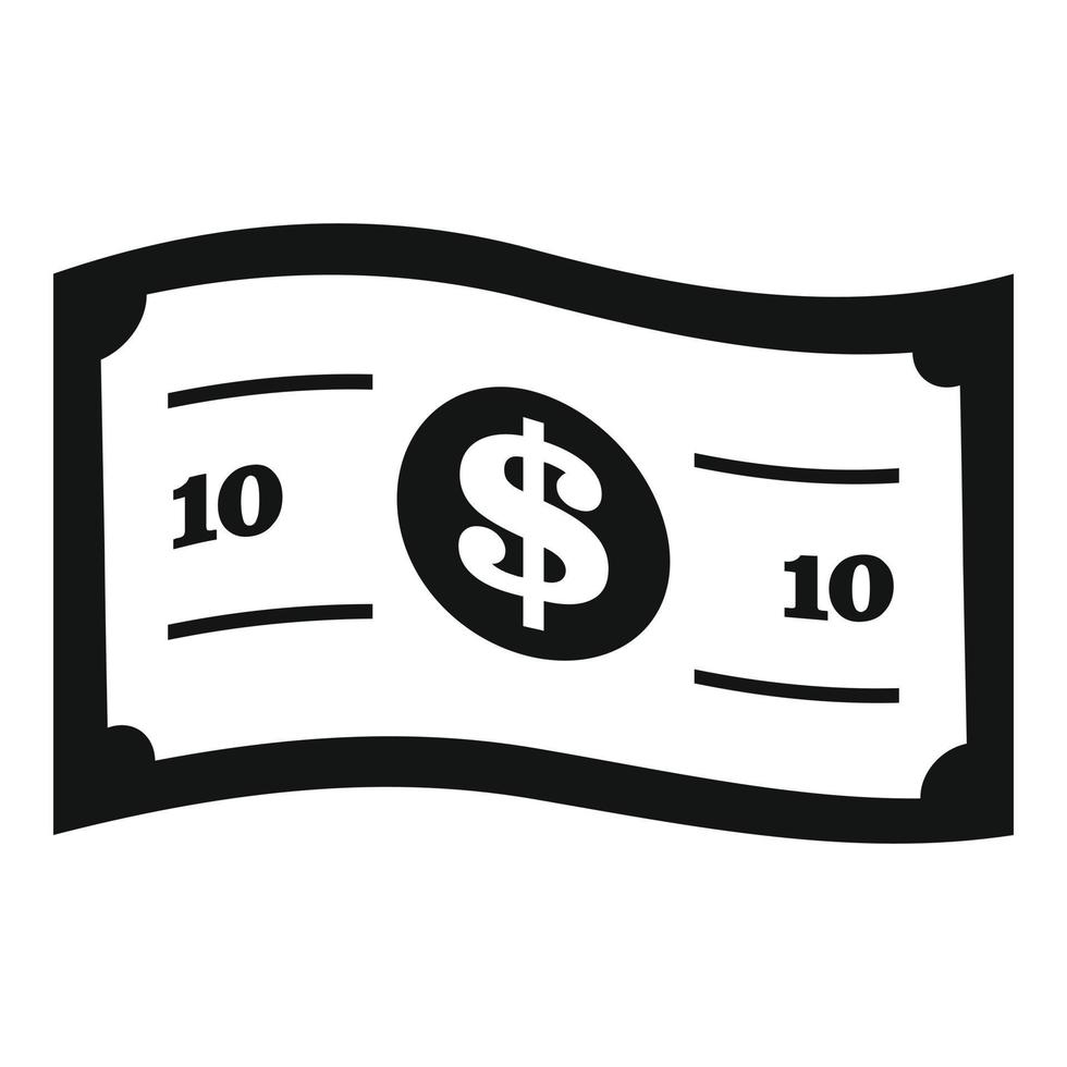 Banknotensymbol, einfacher schwarzer Stil vektor