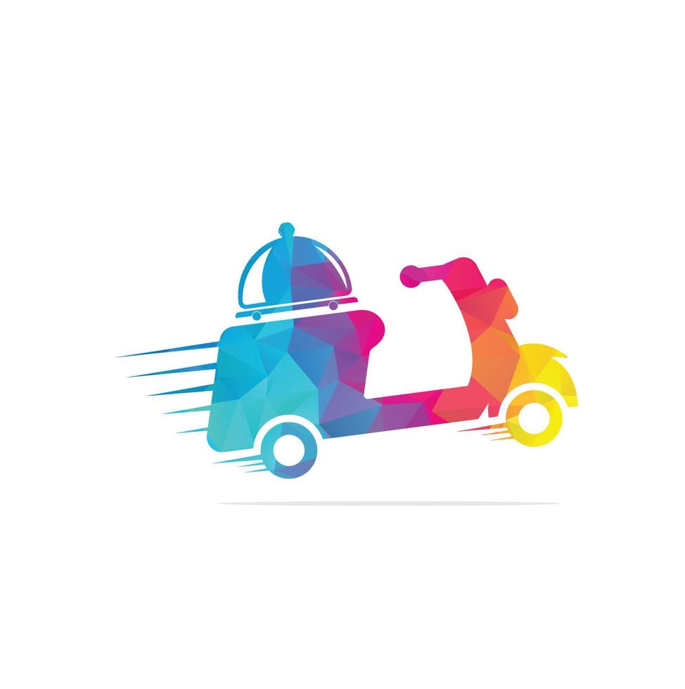 Food-Delivery-Logo-Design mit Retro-Roller. vektor