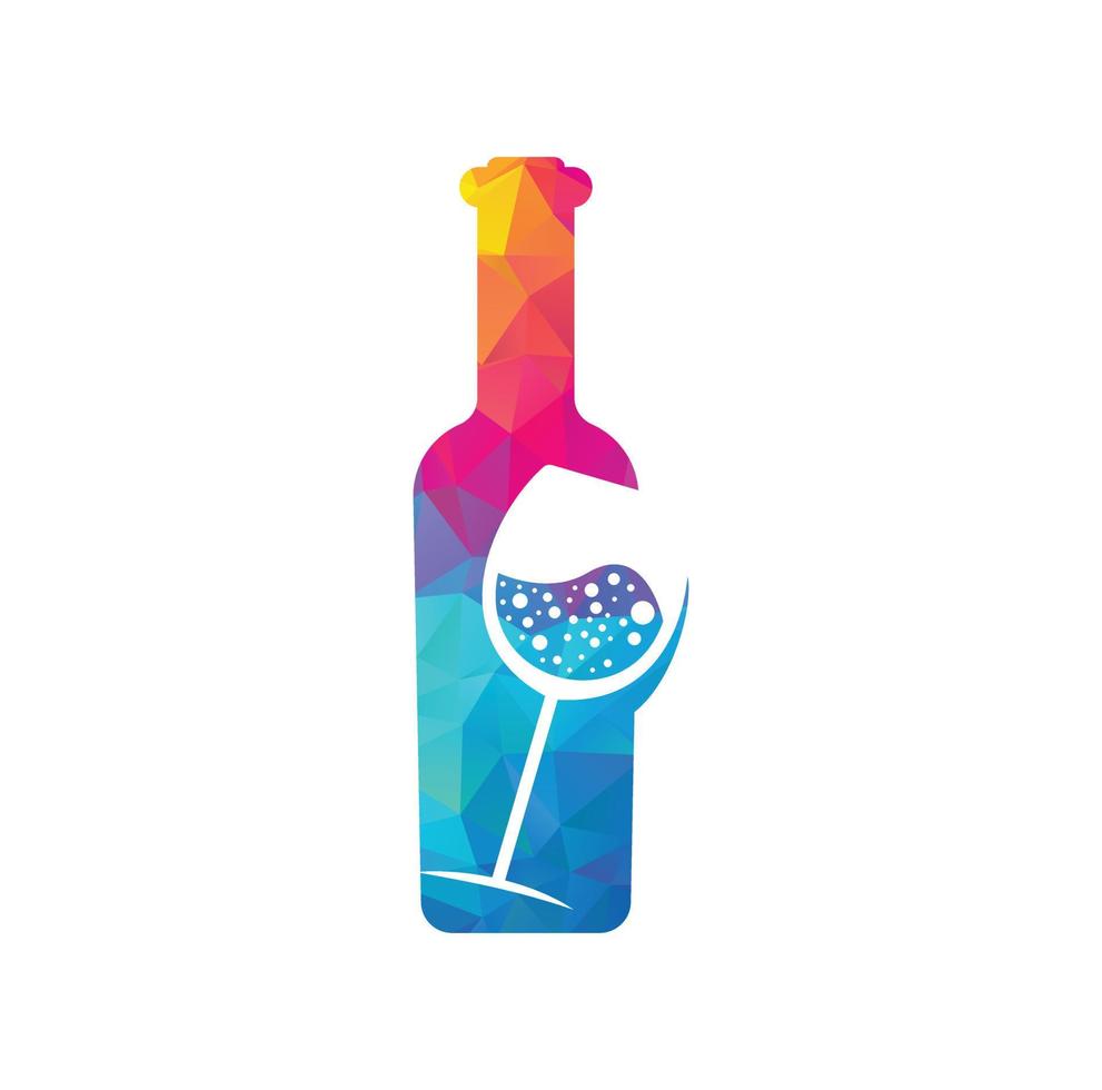 Vektor-Weinetikett-Logo-Design-Vorlage mit Weinglas und Weinflasche isoliert auf weißem Hintergrund. für Logo der Degustationshalle, Marke des Familienweinguts, Speisekarte des Restaurants, Bar usw. vektor