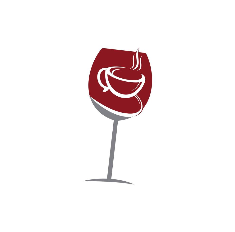 Kaffee und Wein-Logo-Design-Vektor-Illustration. vektor