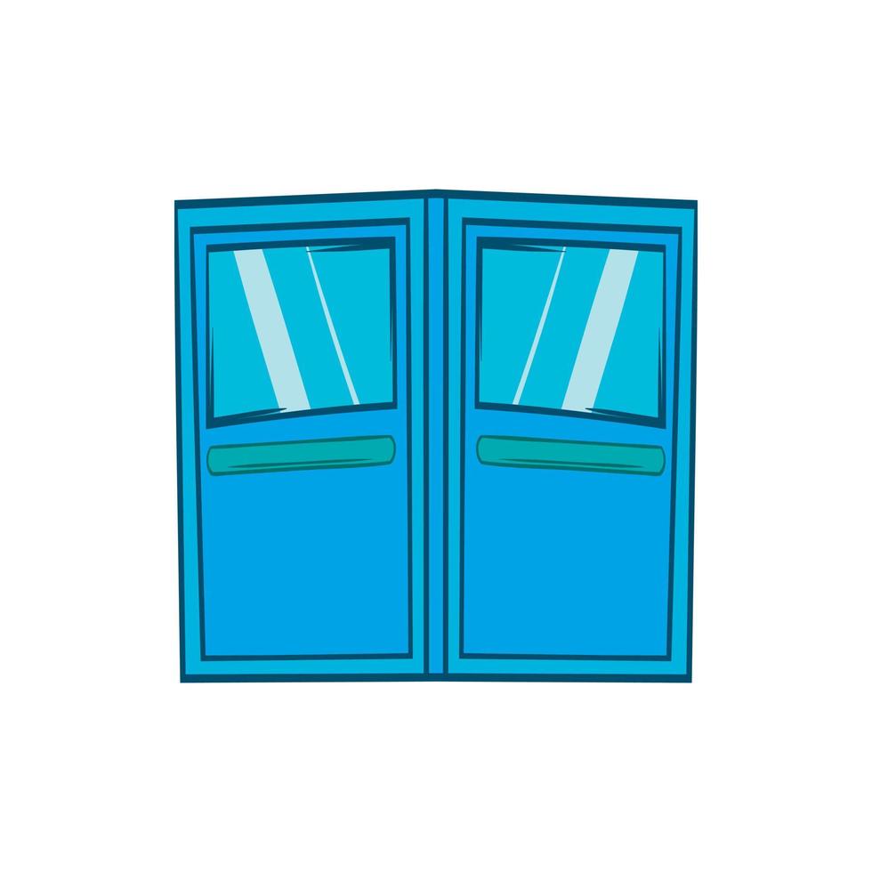 blaue doppelte Eingangstüren Symbol, Cartoon-Stil vektor