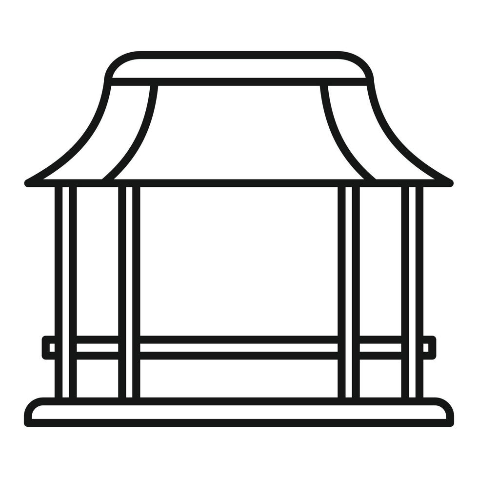 sommar lusthus ikon, översikt stil vektor