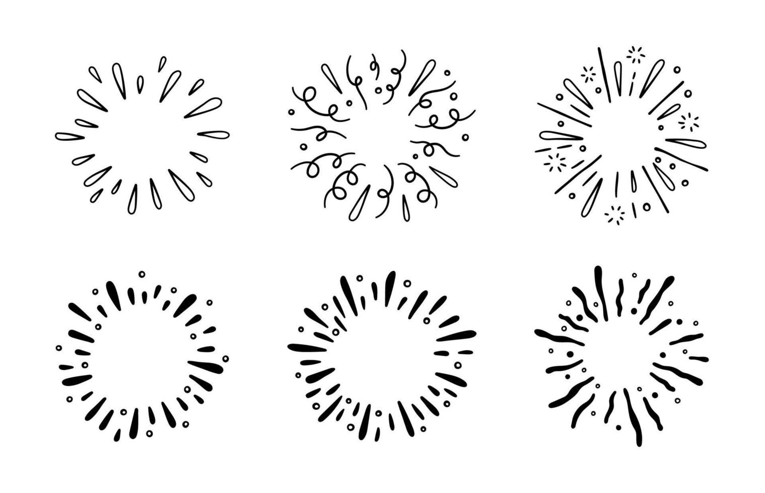 handgezeichnetes Feuerwerk. Stern platzte. Sunburst-Doodle-Symbol. handgezeichneter explosionsrahmen. funkelt mit radialen linien. Explosion Vintage-Effekte. Vektor-Illustration isoliert auf weißem Hintergrund. vektor