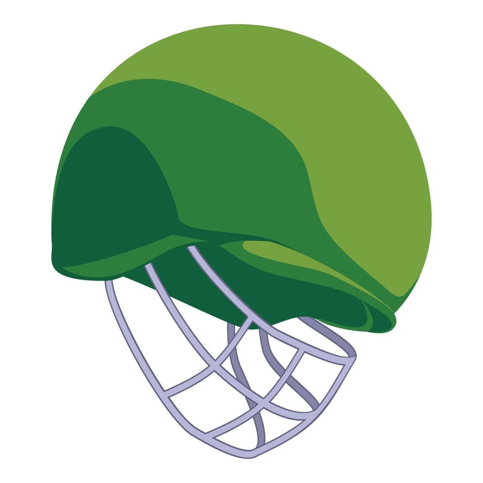 cricket grön hjälm ikon, tecknad serie stil vektor