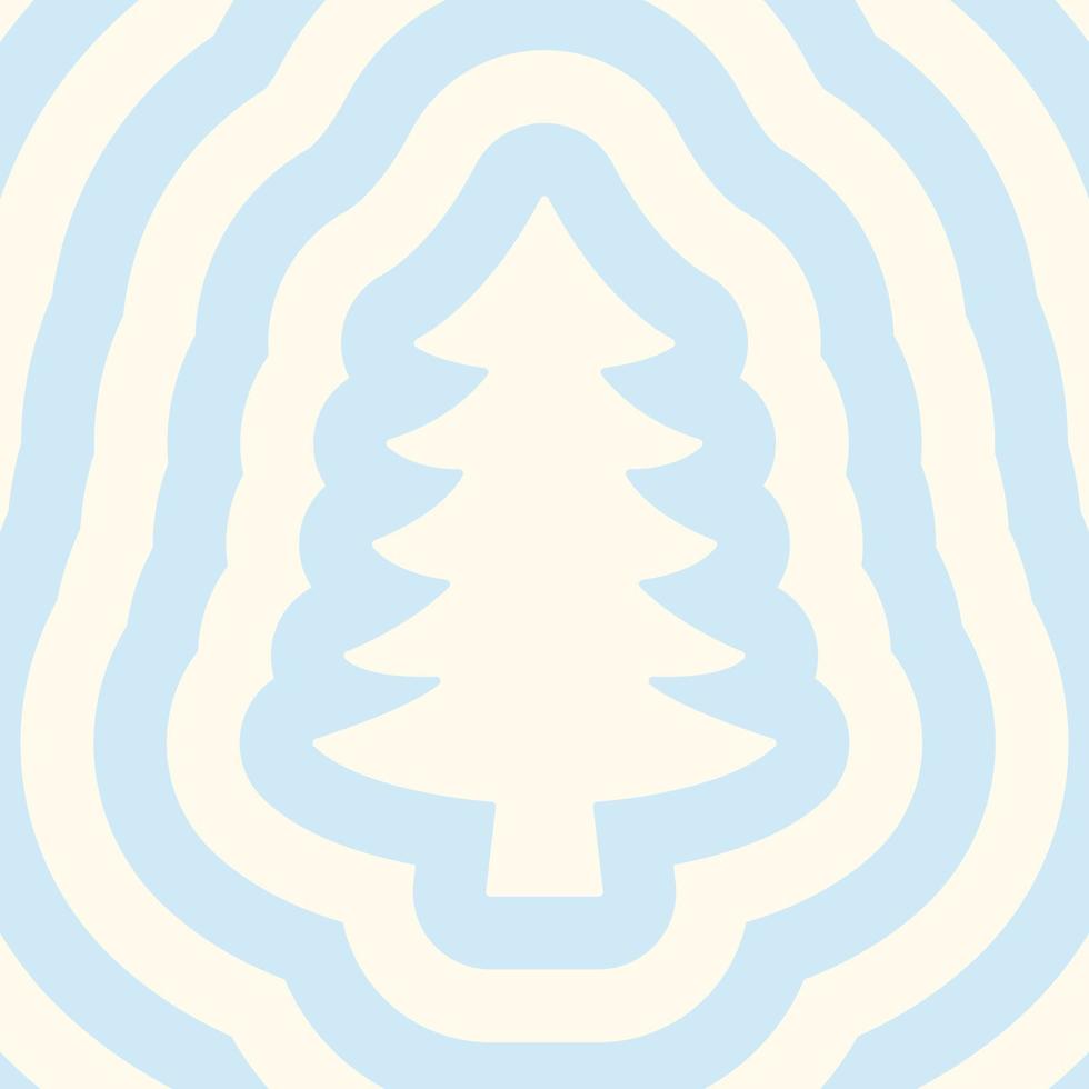 Retro-quadratischer monochromer Hintergrund mit sich wiederholendem Silhouette-Weihnachtsbaum. trendiger Vektor-Hippie-Print im Stil der 70er, 80er Jahre. Pastellfarben vektor