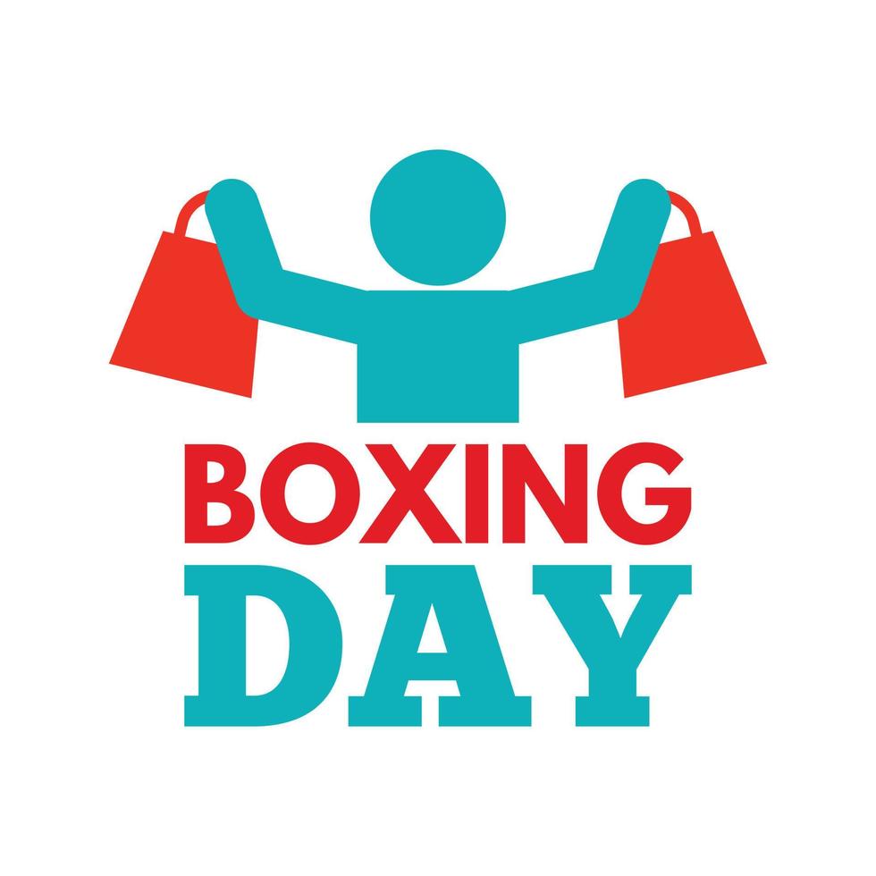 Shopping Boxing Day Logo Set, flacher Stil vektor