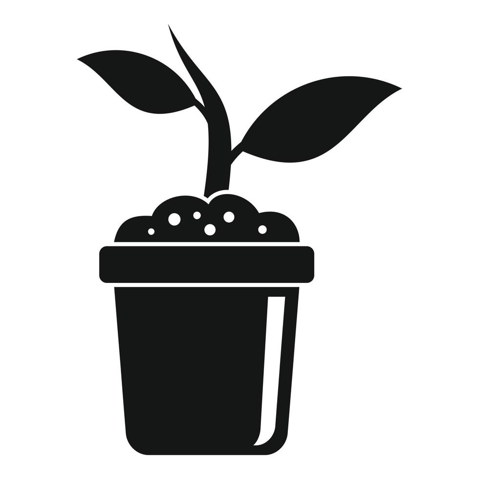 Boden-Pflanzentopf-Symbol, einfacher Stil vektor