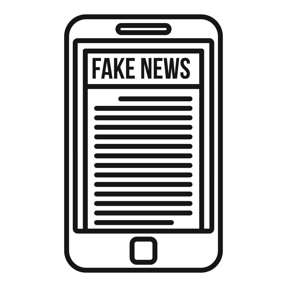 Smartphone-Fake-News-Symbol, Umrissstil vektor