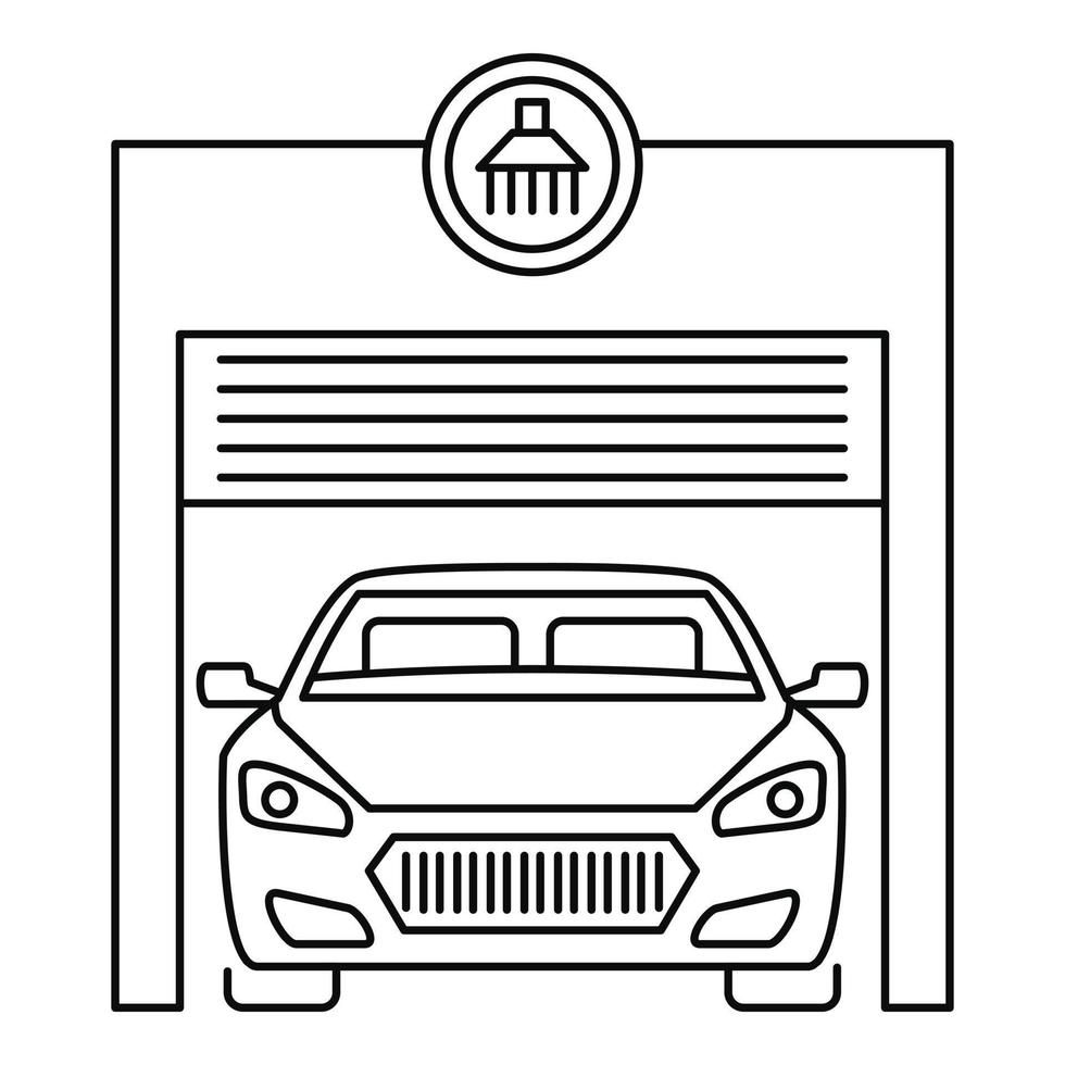 Autowasch-Garage-Symbol, Umrissstil vektor