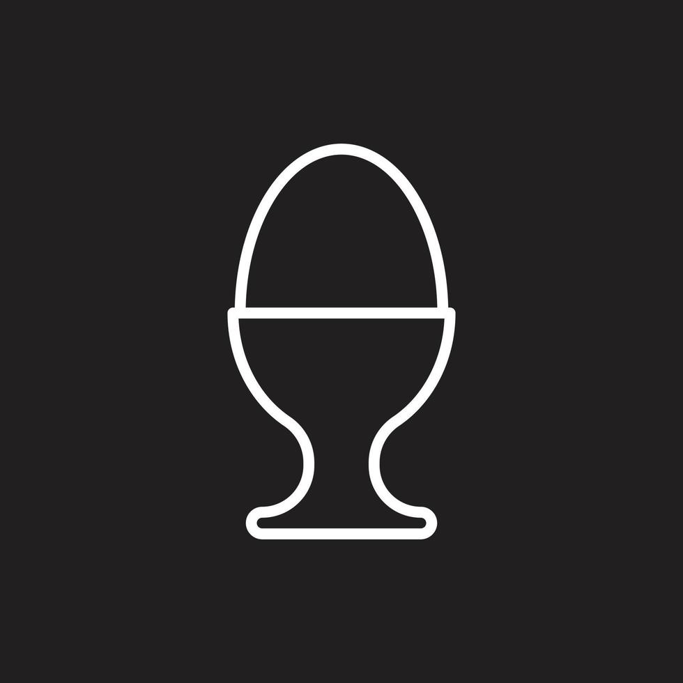 eps10 weißer Vektor-Eierbecher-Serverhalter mit hart gekochtem Ei-Symbol isoliert auf schwarzem Hintergrund. Eierständer-Symbol in einem einfachen, flachen, trendigen, modernen Stil für Ihr Website-Design, Logo und mobile App vektor