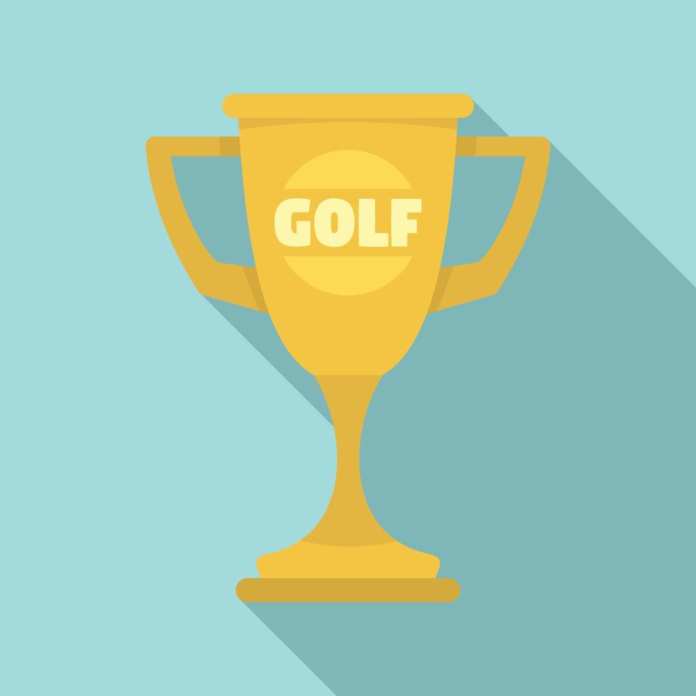 golf guld kopp ikon, platt stil vektor