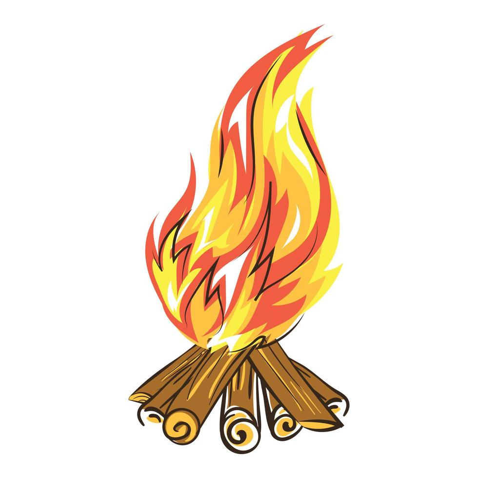 Kochen Lagerfeuer-Symbol, Cartoon-Stil vektor