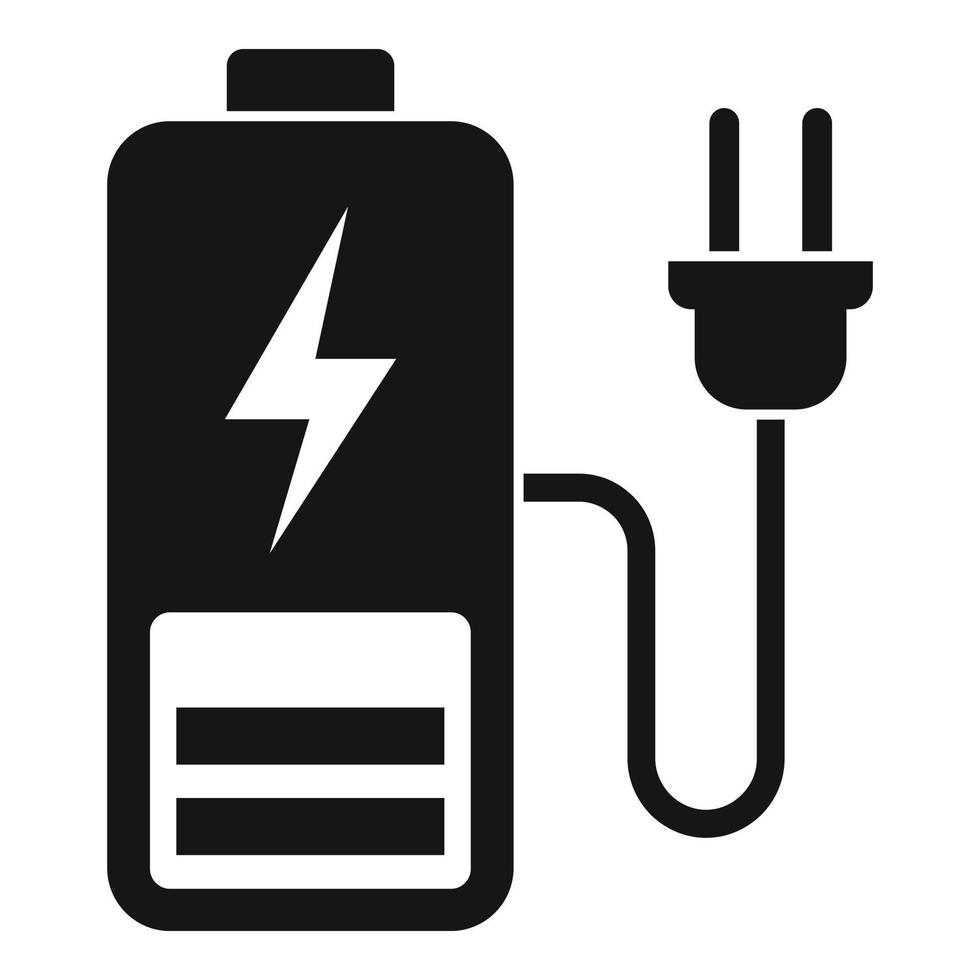 Plug-Ladebatterie-Symbol, einfachen Stil vektor