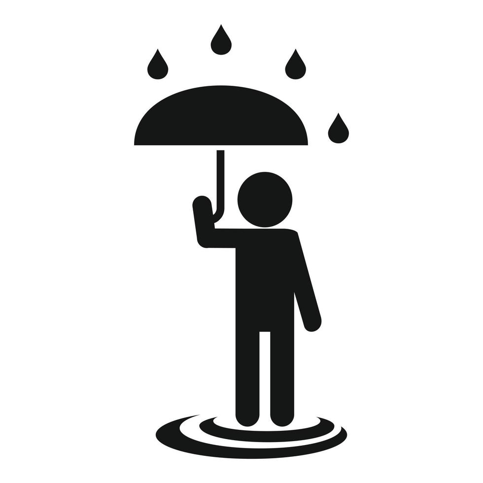 Mann Regenschirm unter Regen-Symbol, einfachen Stil vektor