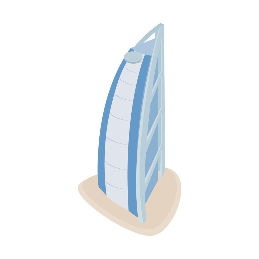 hotel burj al arab symbol, isometrischer 3d-stil vektor