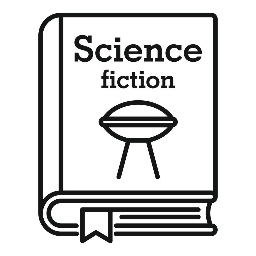 vetenskap fiktion bok ikon, översikt stil vektor
