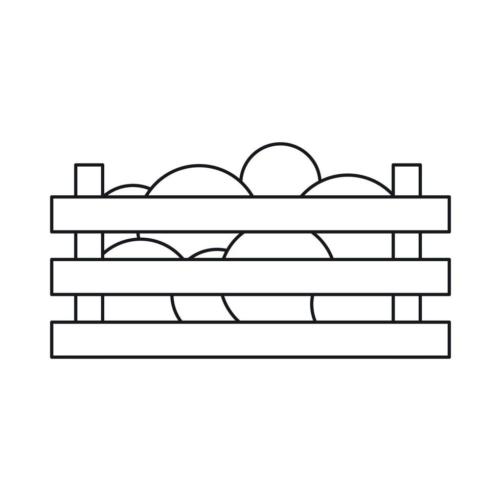 Wassermelonen in Holzkisten-Symbol, Umrissstil vektor