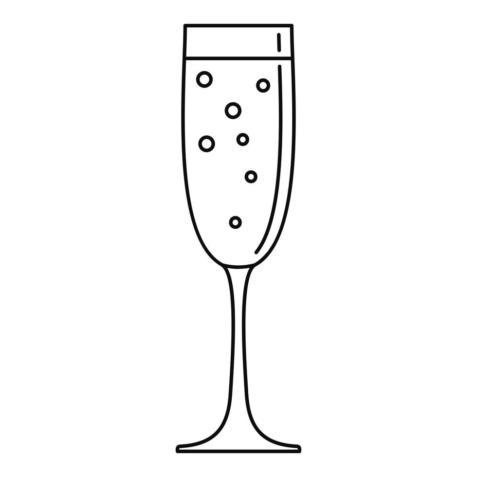 Glas-Champagner-Symbol, Umrissstil vektor