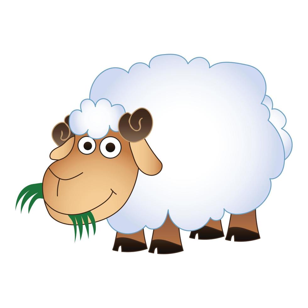 Schafe fressen grünes Gras-Symbol, Cartoon-Stil vektor