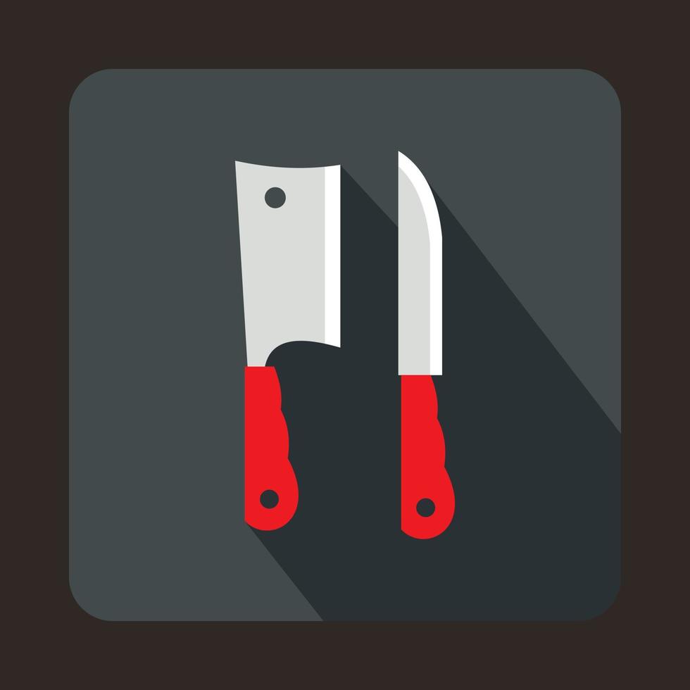 Küchenmesser und Fleischmesser-Symbol, flacher Stil vektor