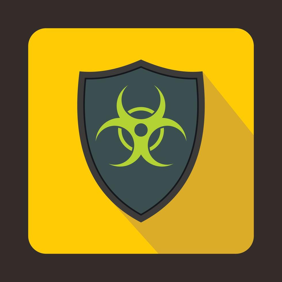grå skydda med en biohazard tecken ikon, platt stil vektor