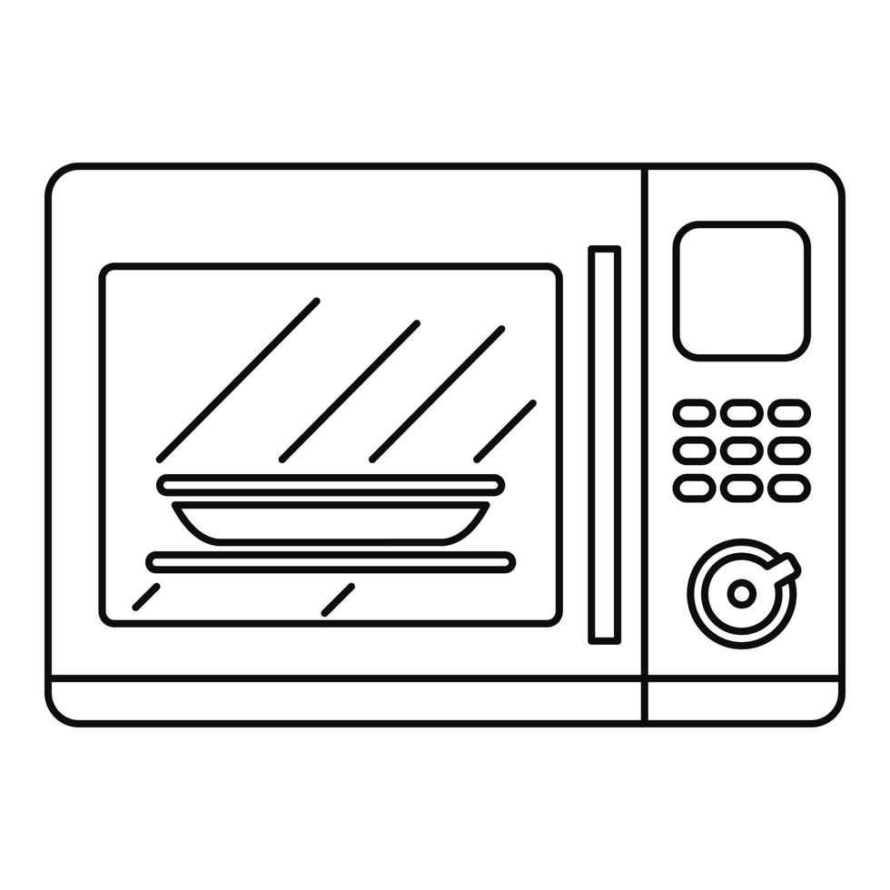 kök mikrovågsugn ikon, översikt stil vektor