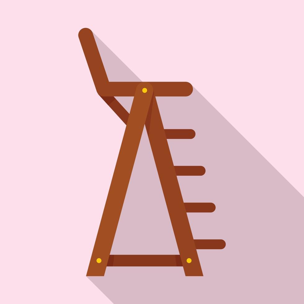 livräddare strand stol ikon, platt stil vektor