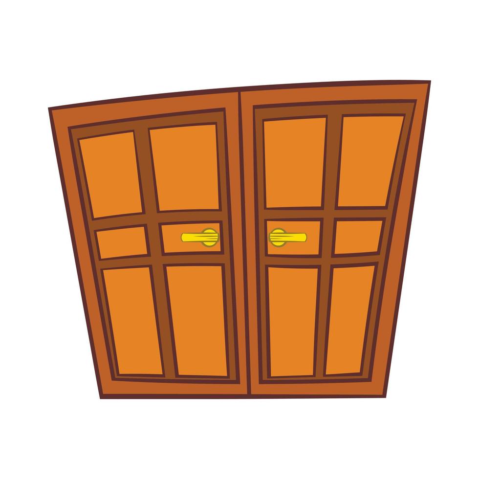 trä- dubbel- dörrar ikon, tecknad serie stil vektor