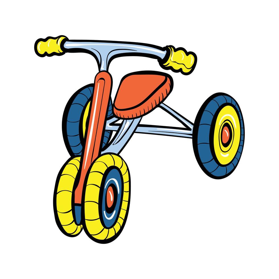 unge trehjuling ikon, tecknad serie stil vektor