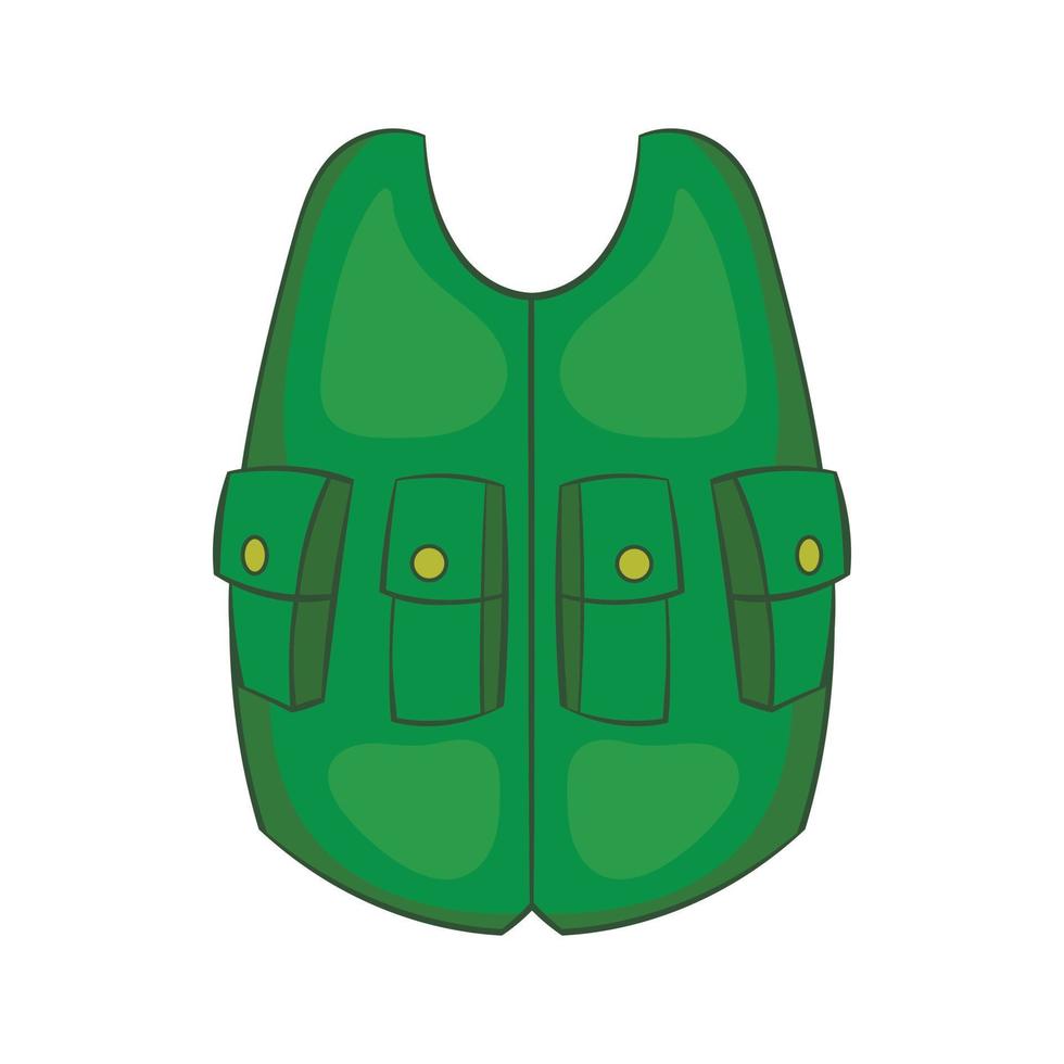 grön jägare väst ikon, tecknad serie stil vektor