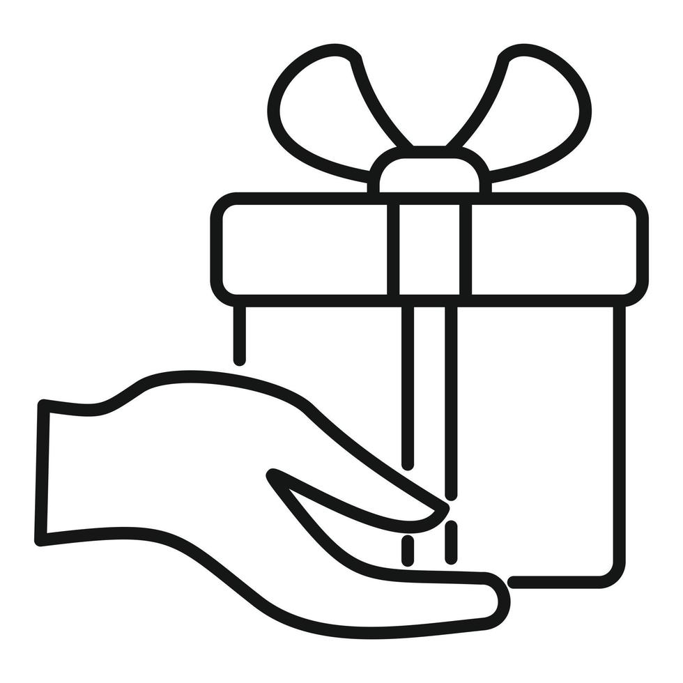 Symbol für schnellen Versand von Geschenkboxen, Umrissstil vektor