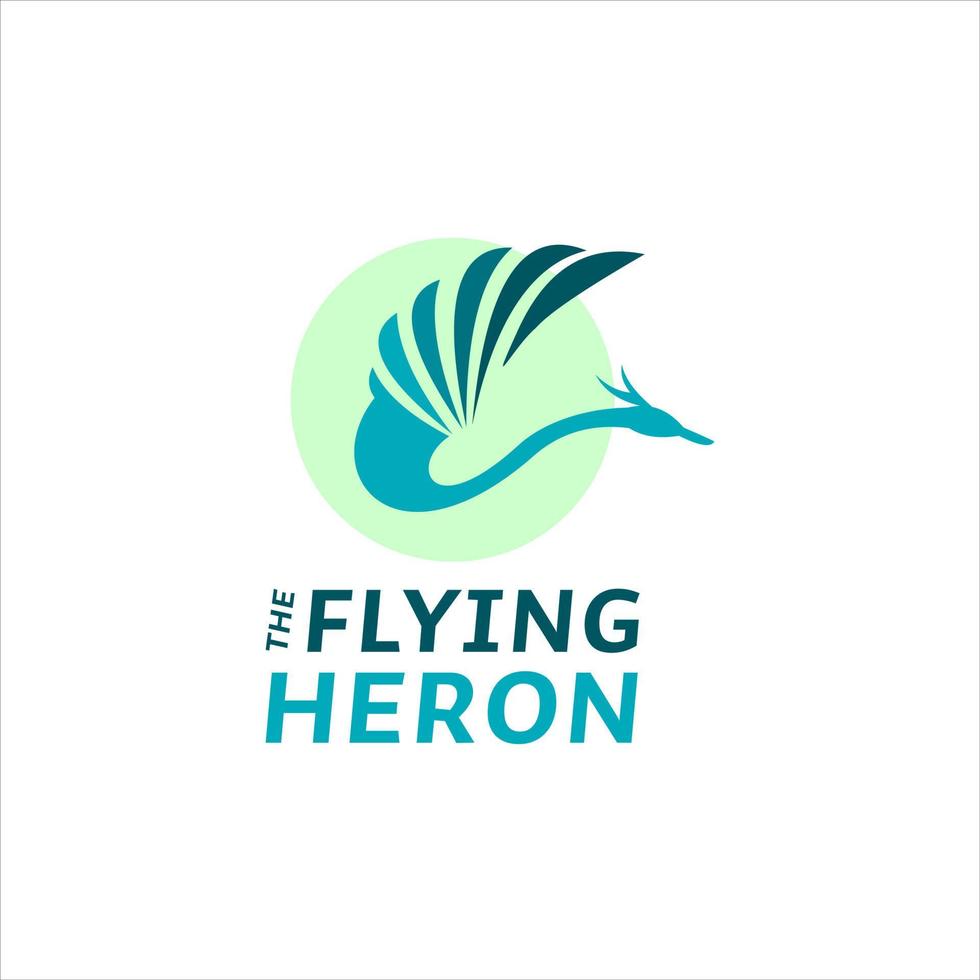 flygande häger stork logotyp design enkel modern fågel vektor