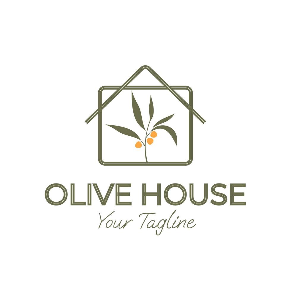 olive plant design house premium wohnhaus logo design vektor