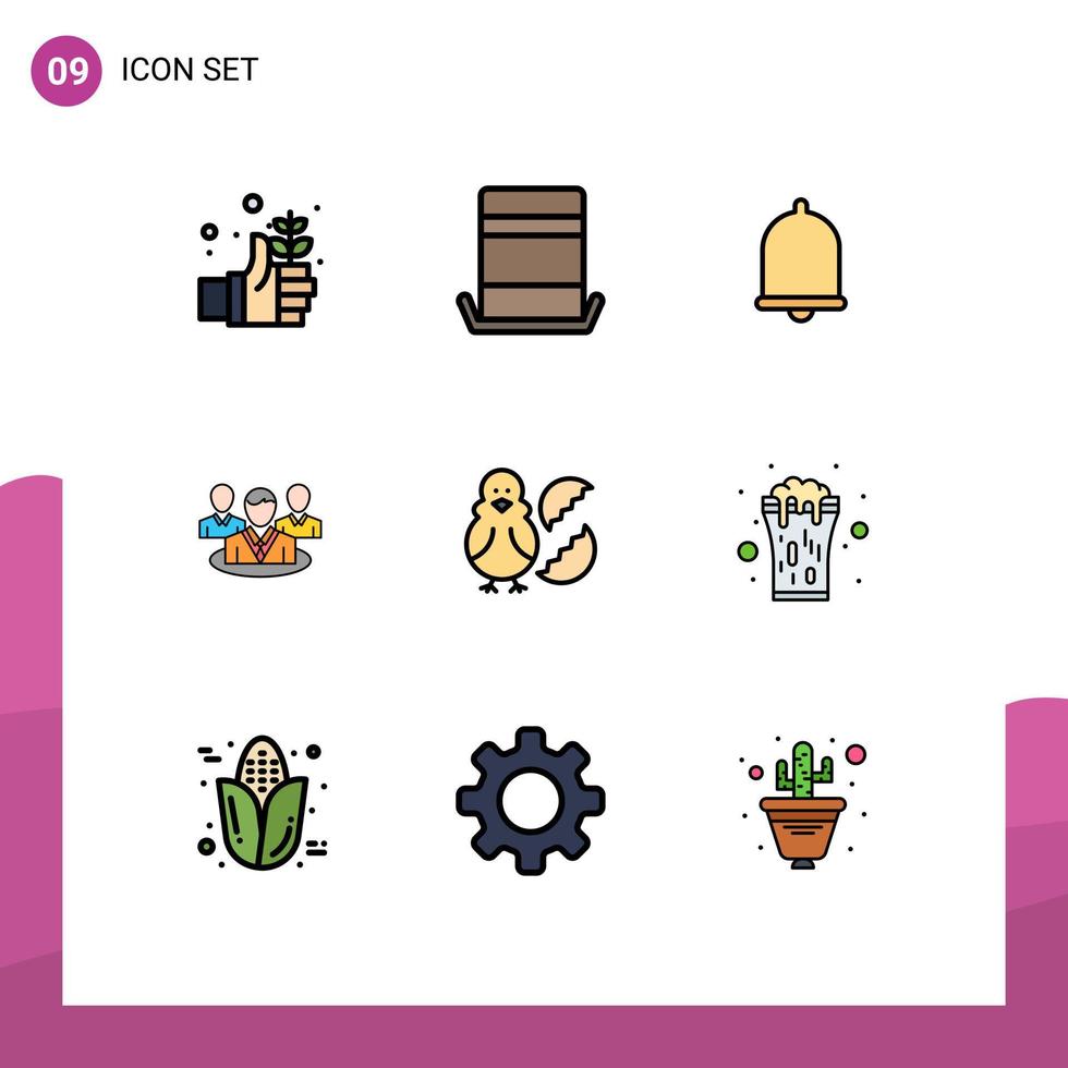 grupp av 9 fylld linje platt färger tecken och symboler för kyckling konversation varna skvaller grupp redigerbar vektor design element