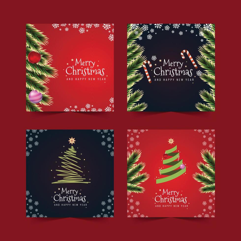 jul träd med abstrakt och realistisk hälsning kort eller social media posta vektor