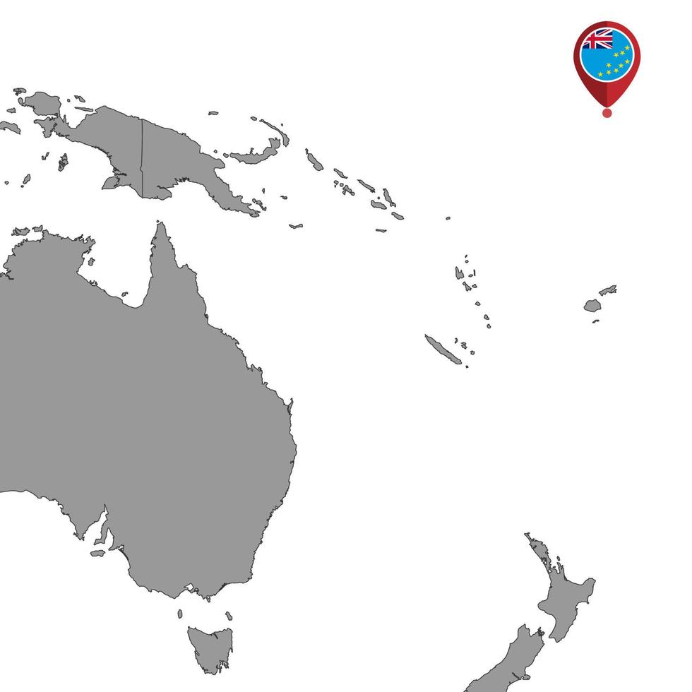 Stecknadelkarte mit Tuvalu-Flagge auf der Weltkarte. Vektor-Illustration. vektor